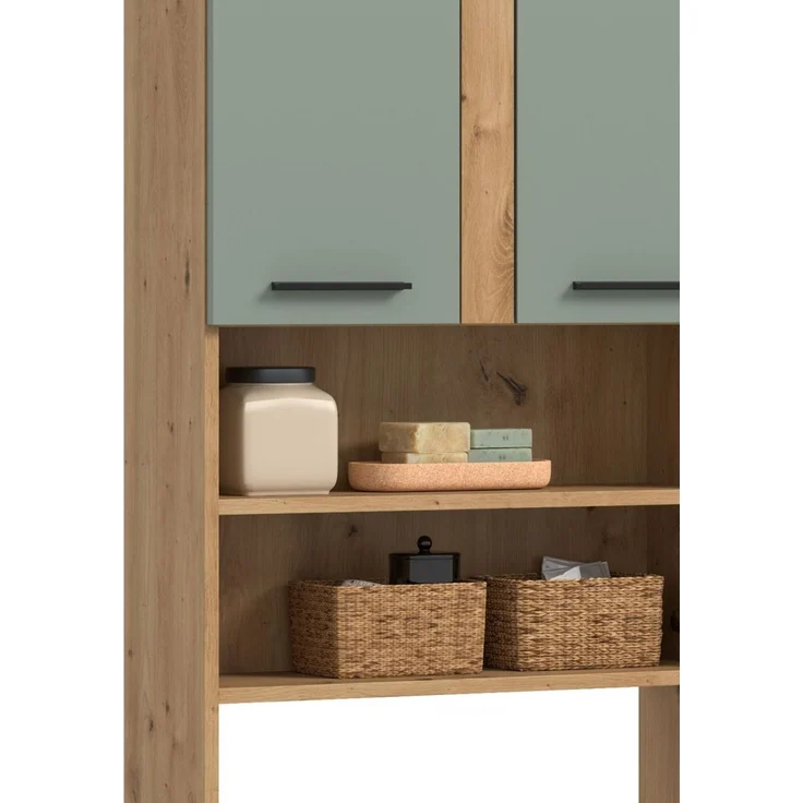 Waschmaschinenschrank Bailey in Salbei und Eiche 63 x 191 cm – Bild 3