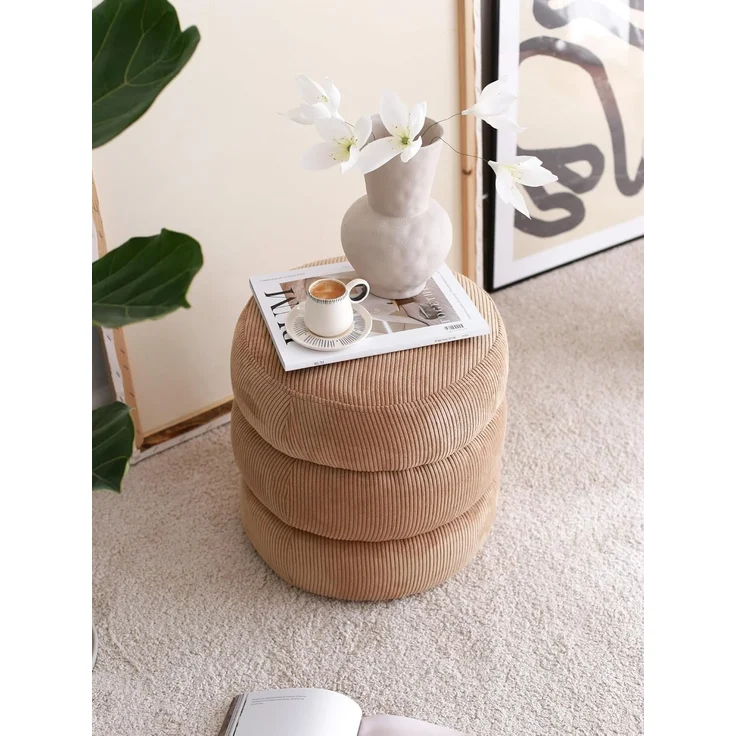 Stylish Camel Pouffe, 40 x 40 x 40 cm, 100% Wooden Frame, Soft Teddy Fabric | Perfect for Modern Living Rooms & Cozy Spaces, Elegant & Versatile Design – Bild 5