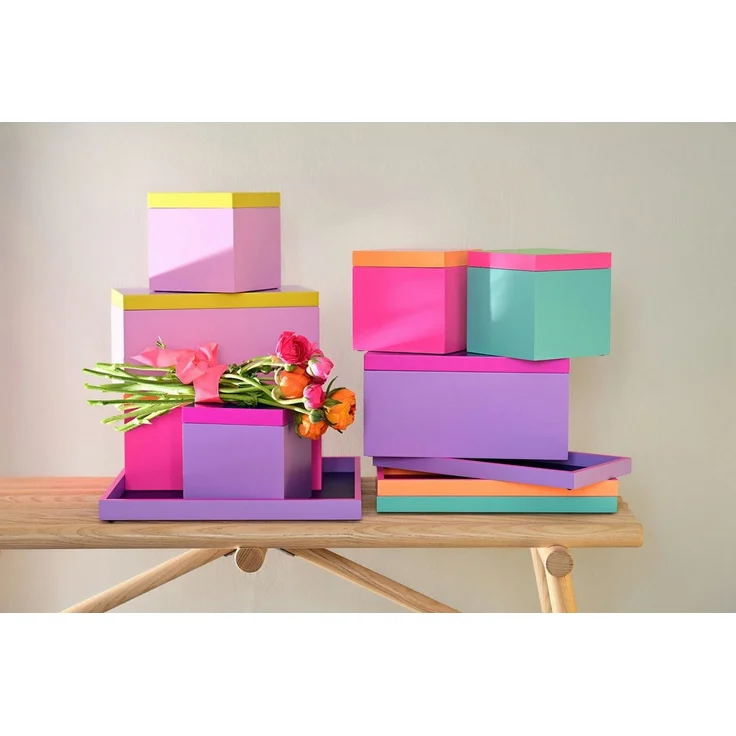Giftcompany Tablett Tablett Neo Quadratisch Dunkelblau, Neon Lila (32x32cm) – Bild 2