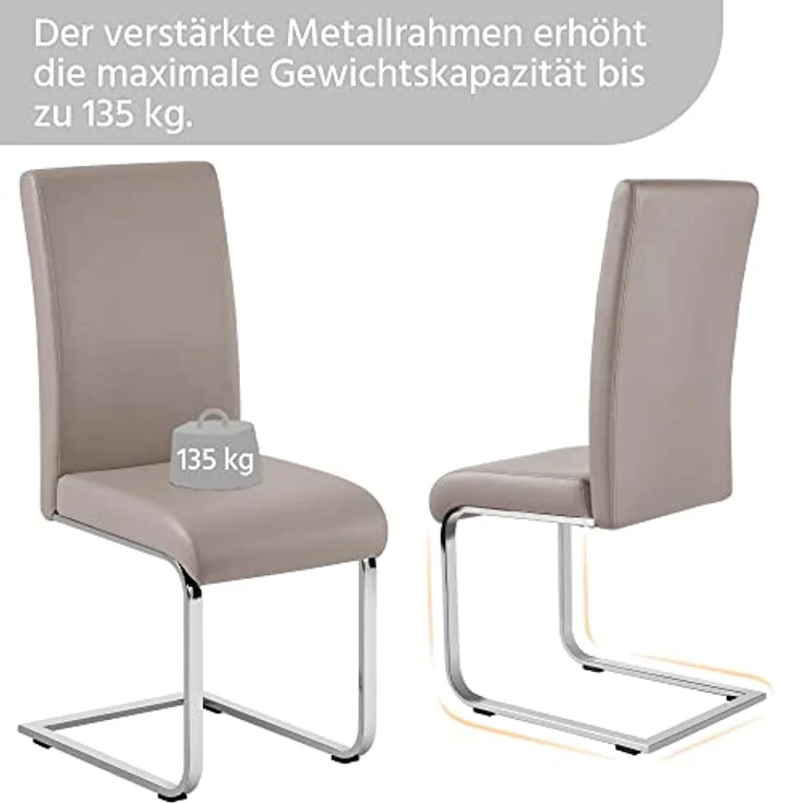 Yaheetech Esszimmerstühle 4er Set Freischwinger, Wohnzimmerstuhl Schwingstühle Esszimmerstuhl, Gestell aus Metall, 135 kg belastbar – Bild 9