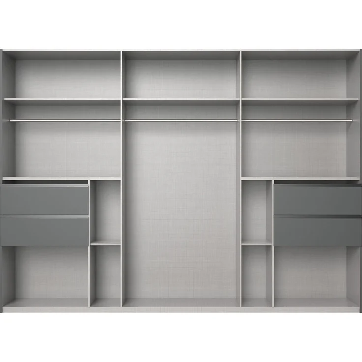 Schwebetürenschrank Kleiderschrank 300 cm Spiegel Schubladen Grafit, Eiche Dekor – Bild 2