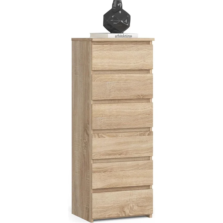 Home Collective Kommode 40 cm breit Holz Highboard Sideboard für Flur Schlafzimmer Wohnzimmer (Mehrzweckschrank Schrank schmal Kommode Schlafzimmer mit Schubladen), mit sechs Schubladen 10 cm hoch viel Stauraum, sonoma – Bild 1