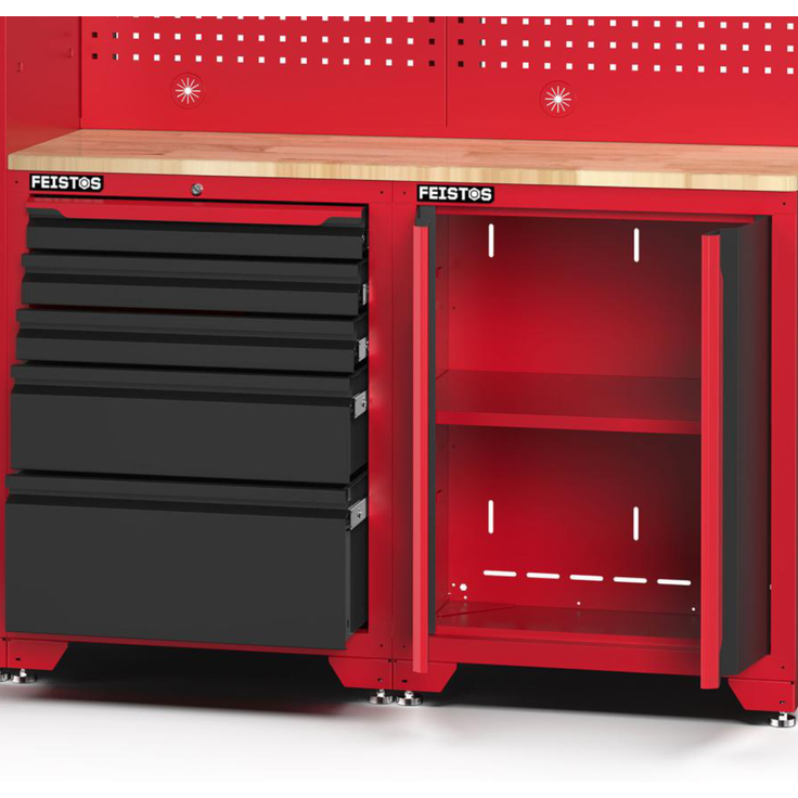 Feistos Werkstatteinrichtung "Juno 22", schwarz/rot, 198 x 46 x 198 cm (B x T x H),1 Hochschrank – Bild 4