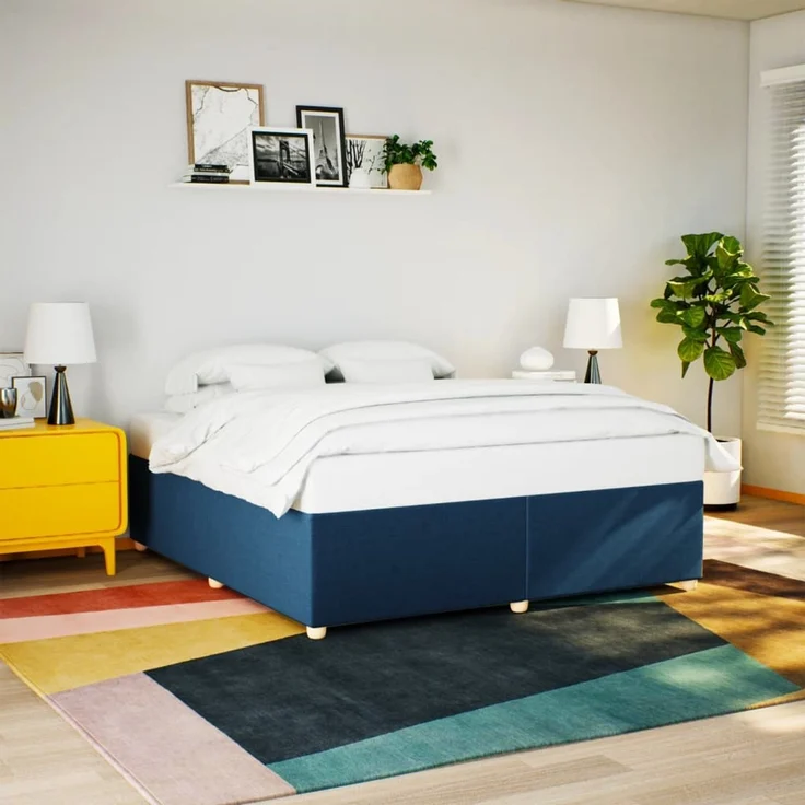 vidaXL Bettgestell ohne Matratze Blau 180x200 cm Stoff 3284756 – Bild 1