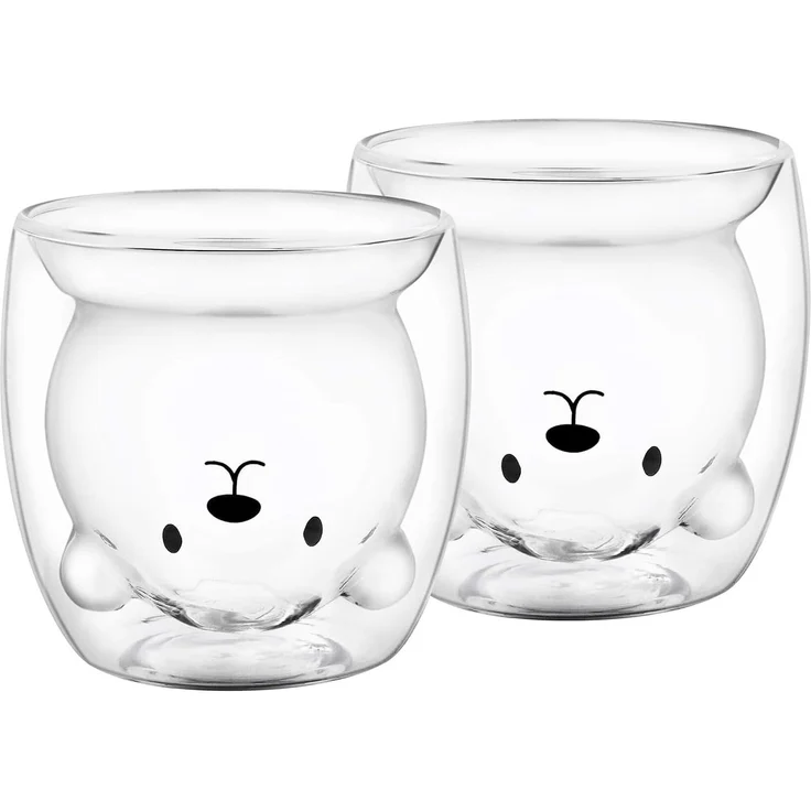 GRÄWE Doppelwandige-Thermogläser, 250ml, 2er Set, Motiv Bär – Bild 1