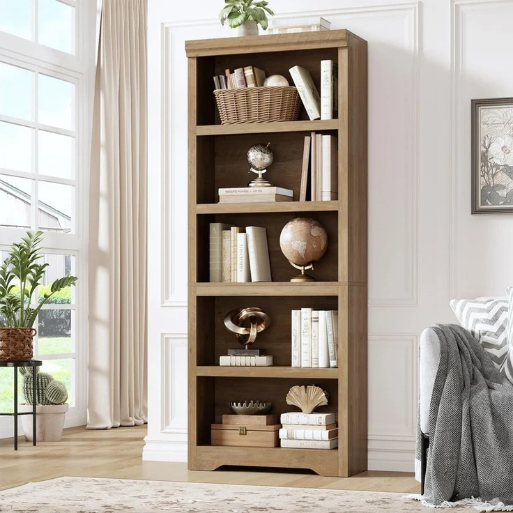GarveeMore Bücherregal Bücherregal 5 Stöckig Offenes Regal Mit Verstellbaren Einlegeböden – Bild 1