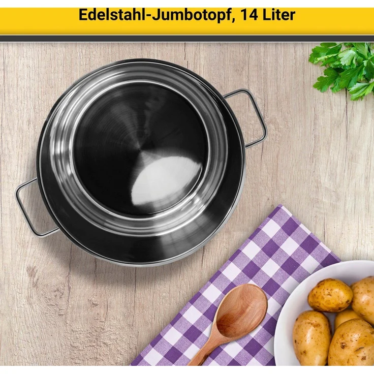 Karl Krüger 72727 Jumbotopf Edelstahl mit Glasdeckel 28 cm, Inhalt 14 Liter / Kochtopf / Maxi Topf / INDUKTION – Bild 2
