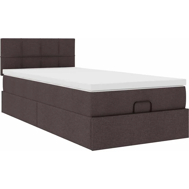 vidaXL Ottoman-Bett mit Matratze Dunkelbraun 100x200 cm Stoff 3311438 – Bild 4