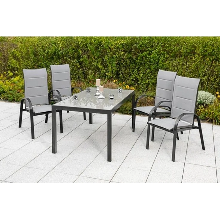 MERXX Garten-Essgruppe Marini, (5-tlg), 4 Klappsessel mit Gartentisch – Bild 2