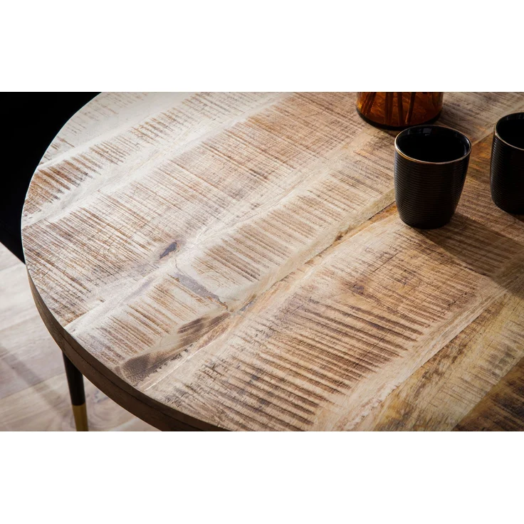FINEBUY Esstisch FB105152 (80x80x75 cm, Mango Massivholz Rund, Modern), Esszimmertisch Klein, Holztisch Esszimmer Modern – Bild 5