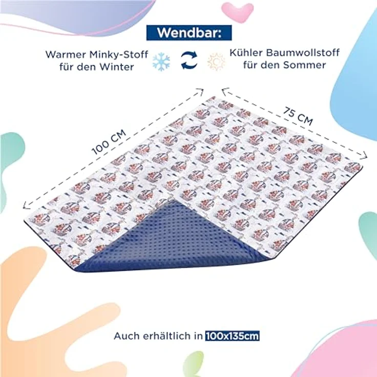SUPERBE BEBE Baby und Kinderdecke aus weicher Oeko-Tex Baumwolle - 75x100 cm Babydecke für Kinder in 10 Farben - Kuscheldecke Geschenk für Mädchen oder Jungen Wendbar, Weich und Atmungsaktiv – Bild 4