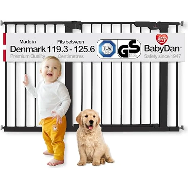 BabyDan Premier Druckmontiertes Tür-,Treppenschutzgitter,Babygitter, Schwarz, 73,5–106,3 cm – Bild 2