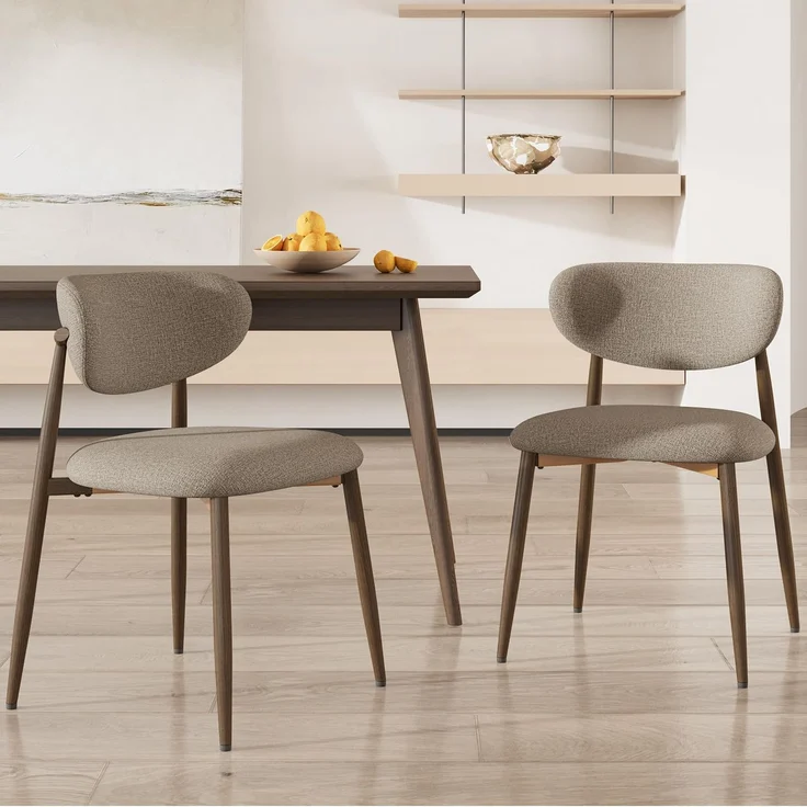 COLAMY Küchenstuhl Esszimmerstühle 2er Set, Moderne Polsterstuhl Essstühle mit Fester Rückenlehne, Stoff Esszimmerstühl mit Metallbeinen für Esszimmer, Küche, Restaurant, Kamel