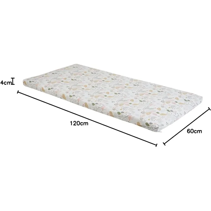 Tinéo - Reisematratze Babymatratze, inklusive Tragetasche - Abnehmbarer Bezug 60 cm x 120 cm x 4 cm, Savanna – Bild 3