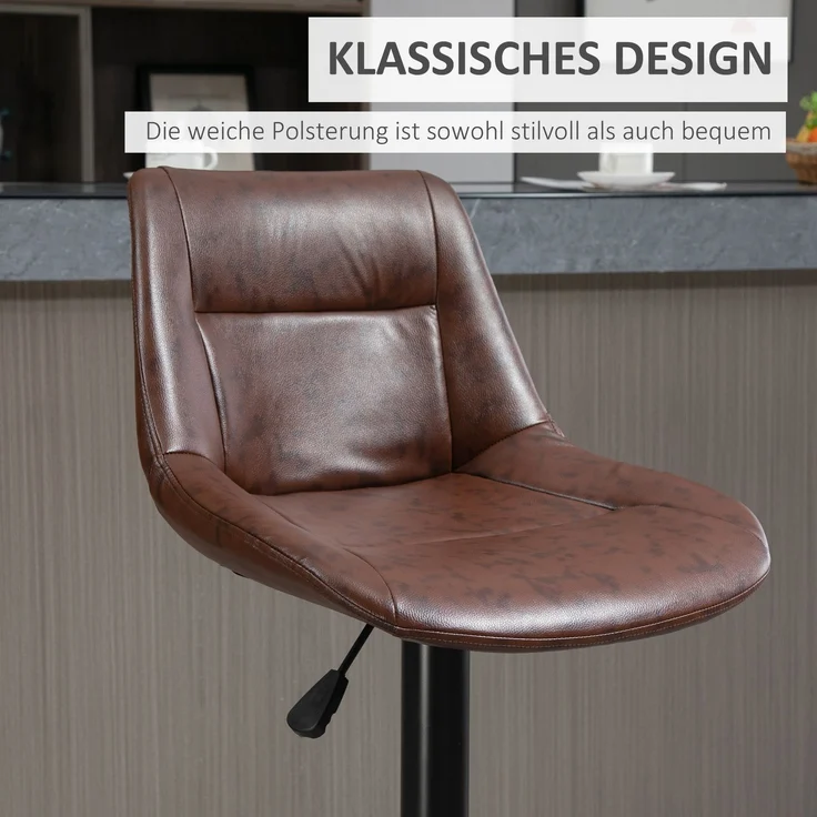2er-Set Barhocker Barstühle, höhenverstellbar, inkl. Fußstütze, 46,5 cm x 50 cm x 108 cm, Schwarz + Braun--Braun--108x50x46.5cm--YOUDENOVA – Bild 8