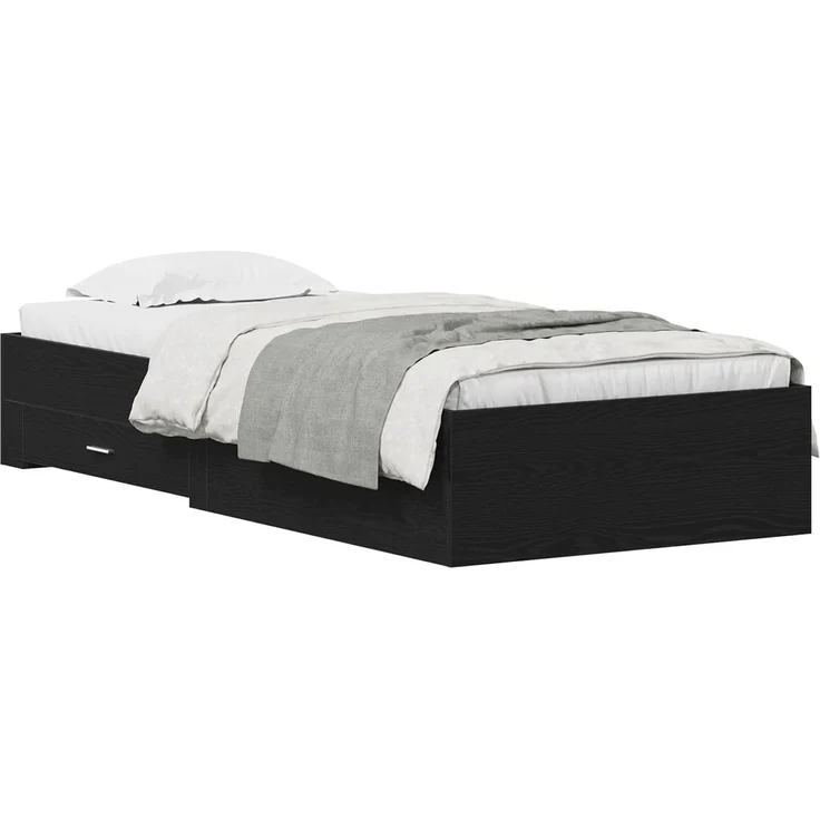 vidaXL Bettrahmen Schwarz Eichen-Optik 100 x 200 cm Holzwerkstoff 3333983 – Bild 2