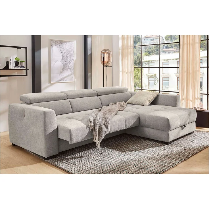 Ecksofa Selina / San Marino, Polyester, Stoff, Grau, 306 x 104 x 200 cm – Bild 6