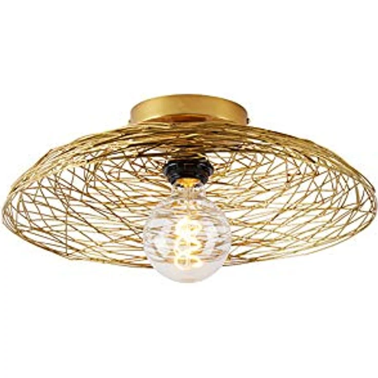 Qazqa Glan Orientalisch Deckenleuchte - Gold, Rund, 40cm, dimmbar, E27 Fassungsgröße, geeignet für Flur, Schlafzimmer und Wohnzimmer – Bild 1