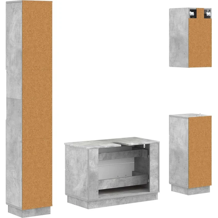 vidaXL 4-teiliges Badezimmer-Schrank-Set HOORN Betongrau Holzwerkstoff 3417957 – Bild 7