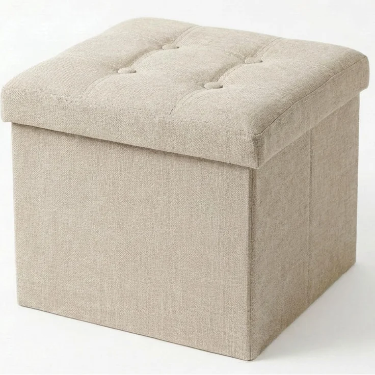 edihome, Faltbarer Aufbewahrungssack (38 x 38 x 38 cm), Truhe, Ottomane mit Deckel, Stoffbank, Organizer und Sitz für Schlafzimmer und Fußende (Hellbraun, 38 x 38 x 38 cm)