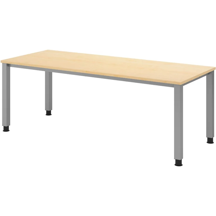 bümö manuell höhenverstellbarer Schreibtisch 200x80 cm in Ahorn - PC Tisch höhenverstellbar & groß, höhenverstellbarer Tisch Büro, großer Computertisch verstellbar, QS-20-3 – Bild 1