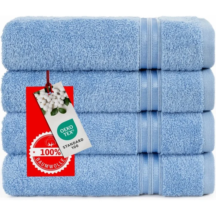 HAMMETEX Handtuch Set 4er Set Handtücher 50x100 cm, 100% Baumwolle, Weich & Saugstark, Frottier (Set, 4-St), mit Bordüre, einfarbig, weich – Bild 2