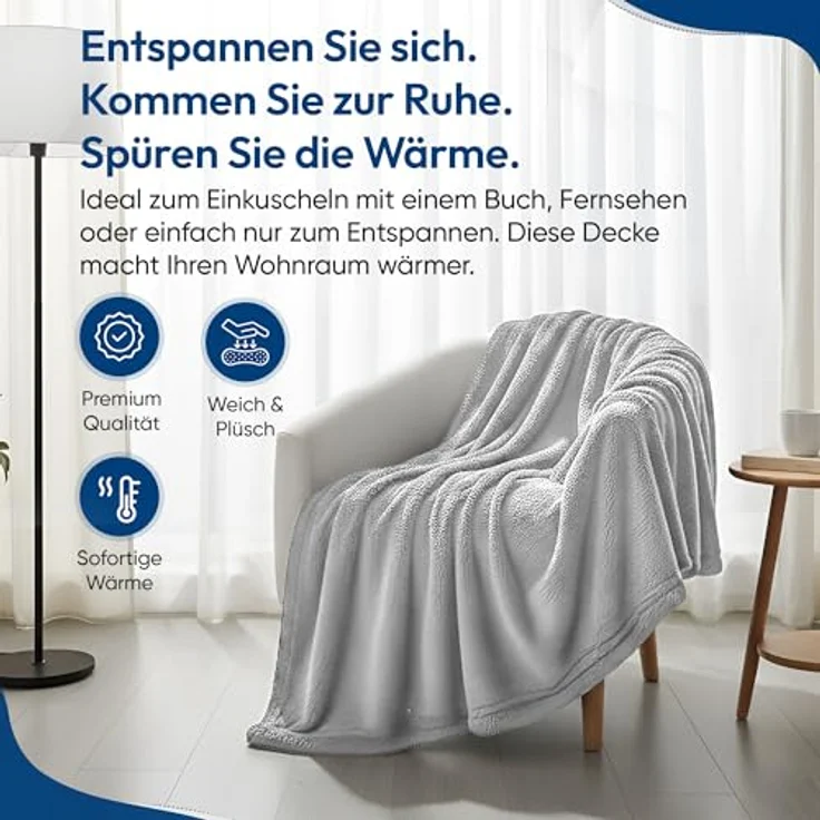Wohndecke FELUNA Coral Fleece Kuscheldecke XXL – Superweicher Cashmere-Touch, Feluna, Tagesdecke Kaschmir-Touch 220 x 200 cm – Bild 7