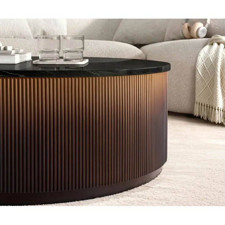 Couchtisch Fiorano 90x90 cm Marmor Schwarz Silber Metall Gold Ombre – Bild 3