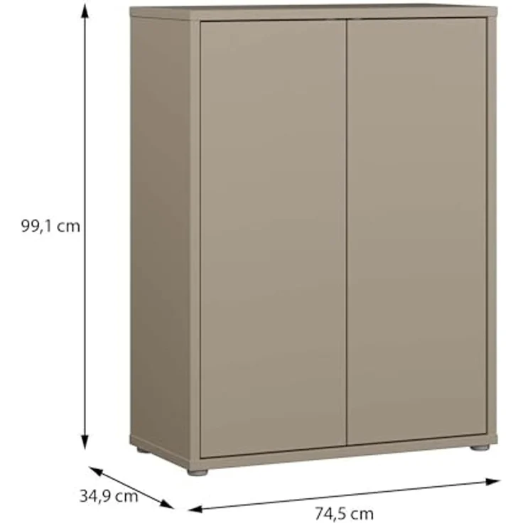 FORTE Schuhschrank Alice Springs, Schuhschrank, Platz für 15 Paar Schuhe, 2 Türen (B/H/T 74,5/99,1/34,9 cm) Stauraumschrank, Mehrzweckschrank, grifflose Front, Push to open – Bild 5