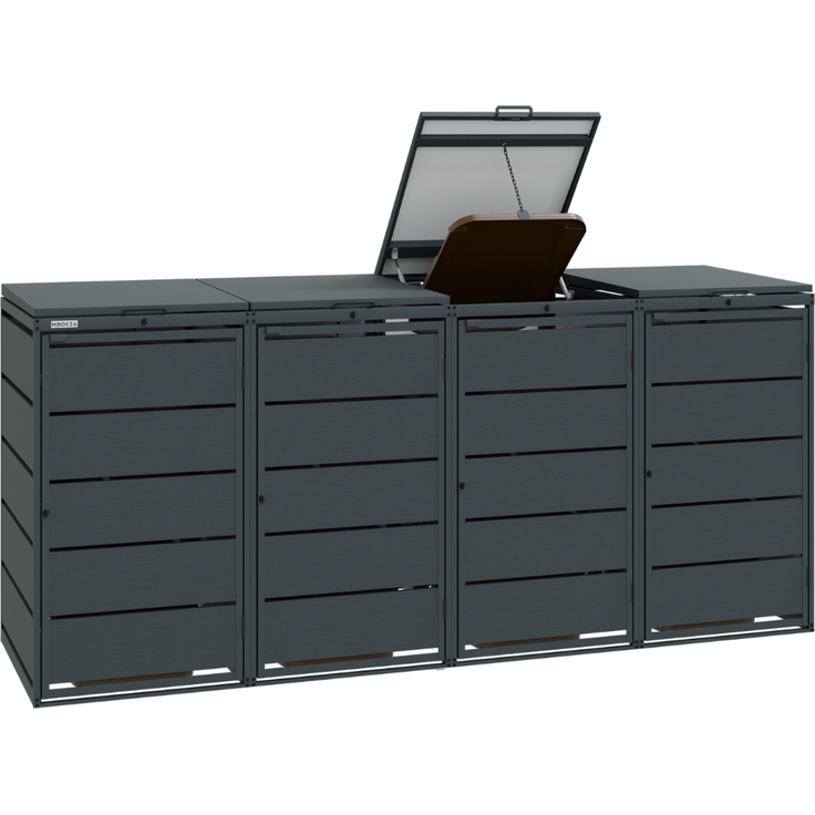 MBOX24 Classic Mülltonnenbox für 4 Mülltonnen (240L) aus verzinktem Stahl, 4er Metall Mülltonnenverkleidung in Anthrazit, robust & wetterfest – Bild 2