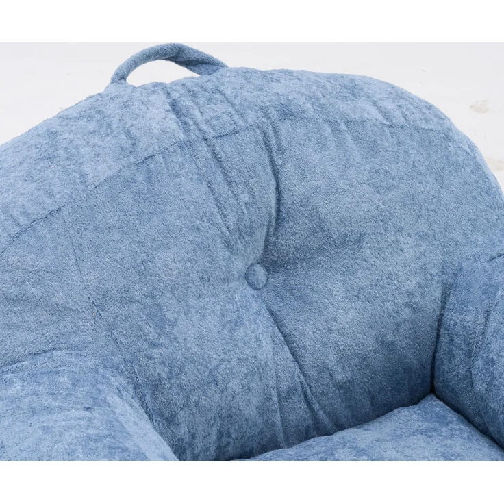 Sitzsack-Sessel aus Kunstfell mit ergonomischer Rückenlehne, 95×95×79 cm, Blau – Bild 5