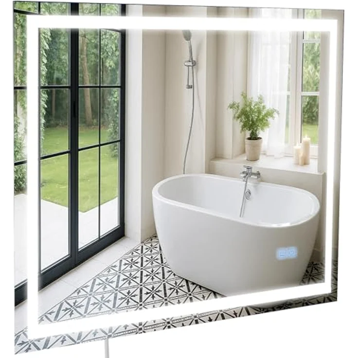 CLP Badspiegel Jaffrey Bluetooth-Lautsprecher Anti-Beschlag Quer- und Hochformat LED,50x70 cm – Bild 6