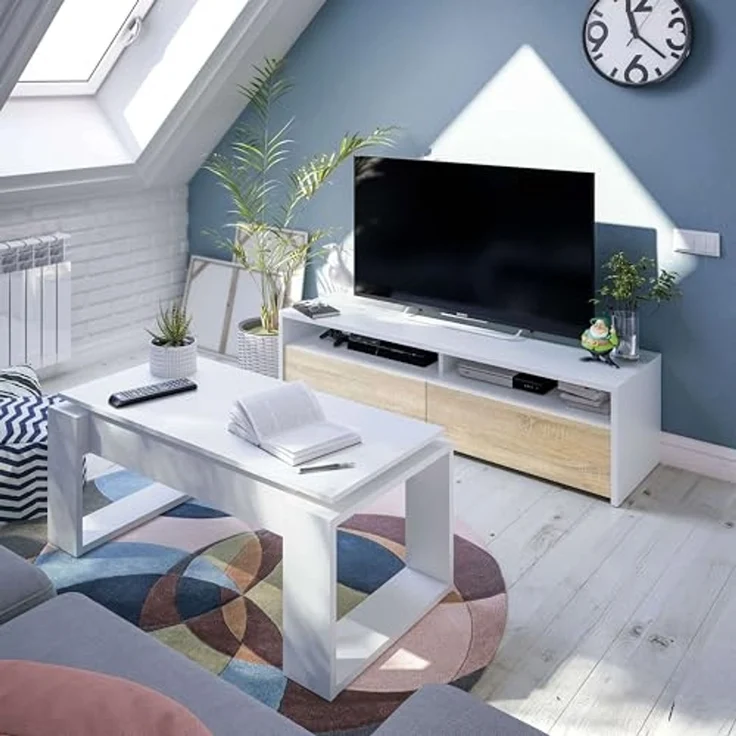 Muebles Pitarch | Großer Bürotisch, Studientisch, Computertisch, Cambrian Eiche, 76 x 155 x 68 cm (Höhe x Breite x Tiefe), modern, Modell Rivoli – Bild 6