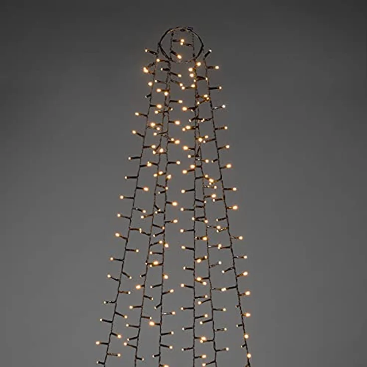 Konstsmide Micro LED Compactlights Baummantel, 1080 bernsteinfarbene Dioden, 6 Stränge à 180 Dioden, 8h Timer, 30V Außentrafo (IP44), schwarzes Kabel - 6651-800 – Bild 2
