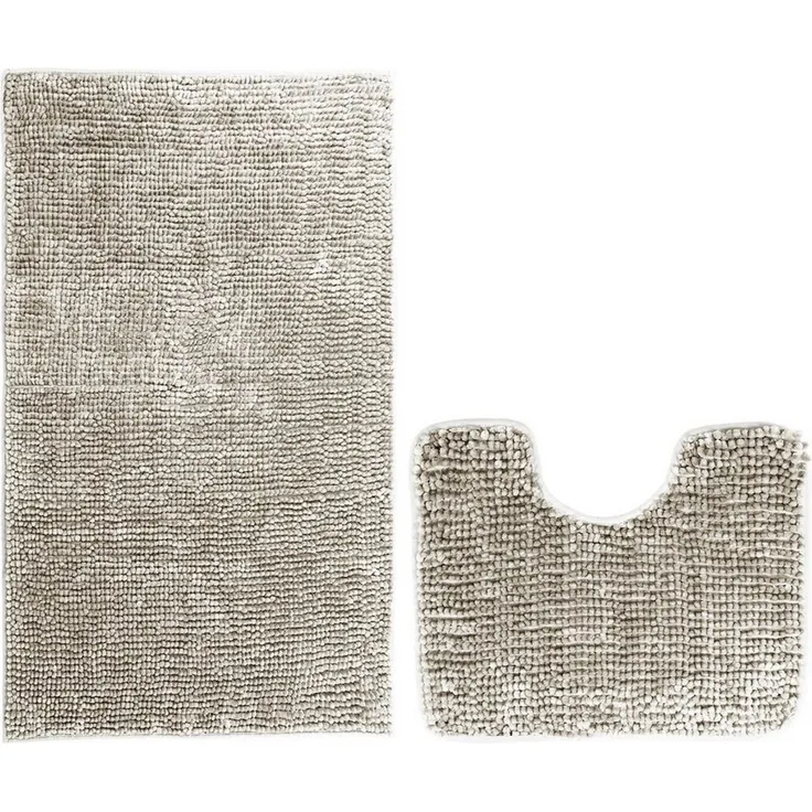 Restilo Badematte Badematte Badteppich Badvorleger Duschvorleger WC Vorleger rutschfest, rutschhemmend beschichtet, Set, Polyester, Rechteckig, Matte + WC Vorleger, BxL 50x80 cm und BxL 40x50 cm