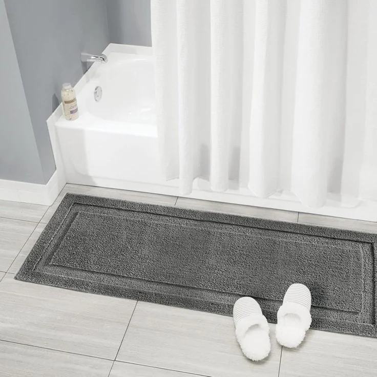 mDesign Badteppich Badläufer Duschvorleger 3er-Set Mikrofaser rutschfest Grau – Bild 7