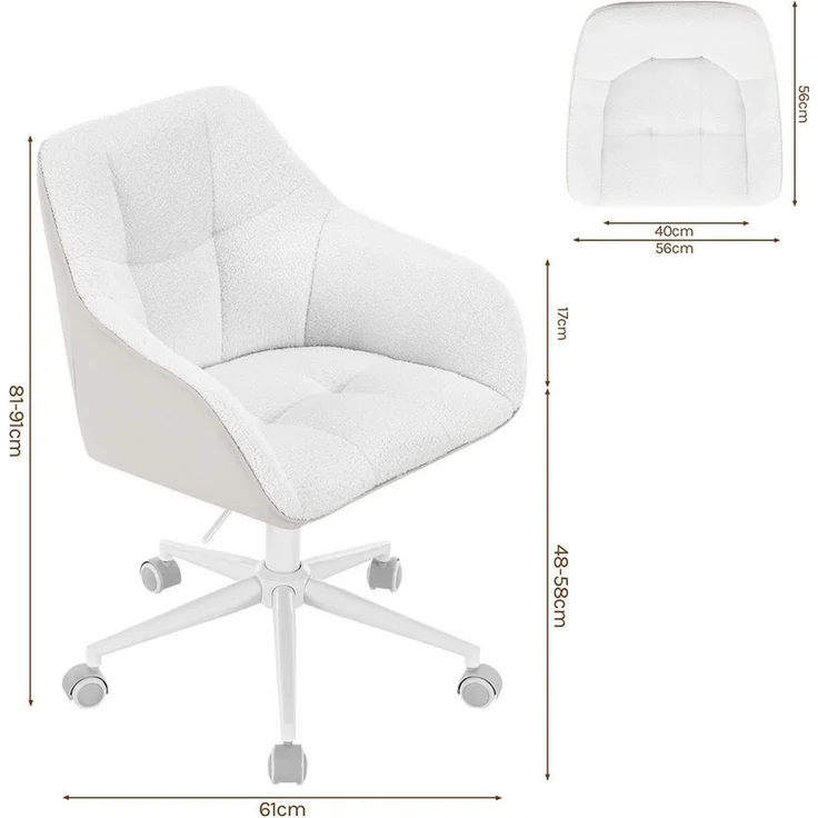 Woltu Bürostuhl (1 St), Homeoffice Stuhl, höhenverstellbar, Bouclé-Sitz – Bild 2