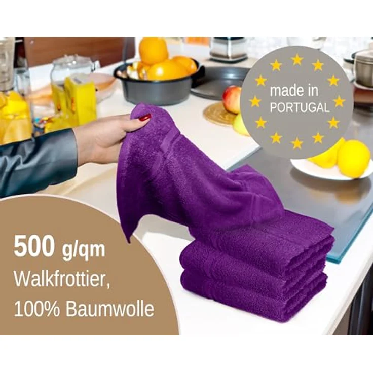 Lashuma Geschirrtuch - Premium, (Spar - Set, 4-tlg, 4er Frottee Küchenhandtücher 50x50 cm), aus 100% Baumwolle, extra saugstarkt und langlebig – Bild 5
