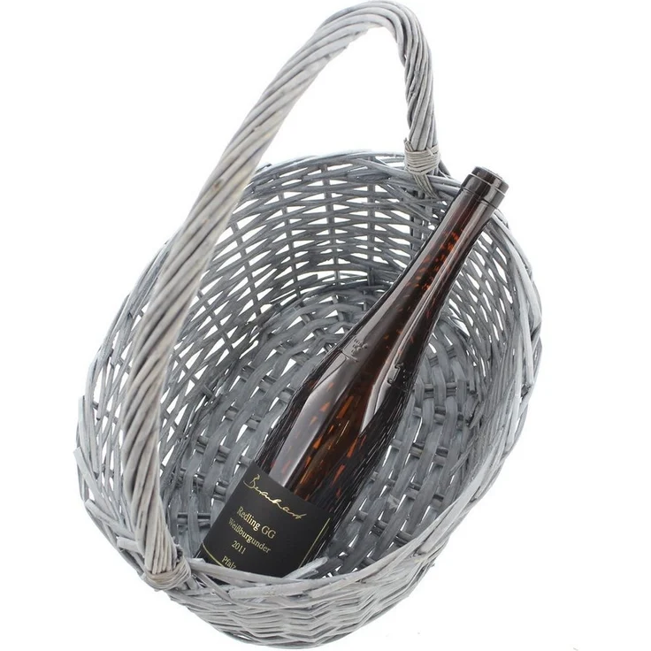 Präsentkorb Natur Aufbewahrungskorb Schale Korb Flechtkorb Geschenkkorb grau – Bild 3