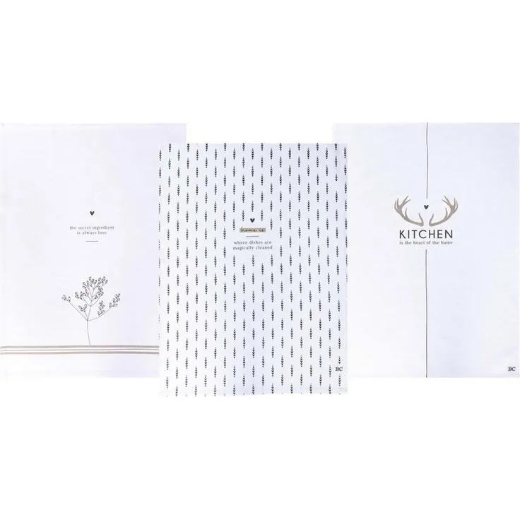 Bastion Collections Geschirrtuch White Kitchen Love, Farbe: Weiß, Motiv: Herzchen
