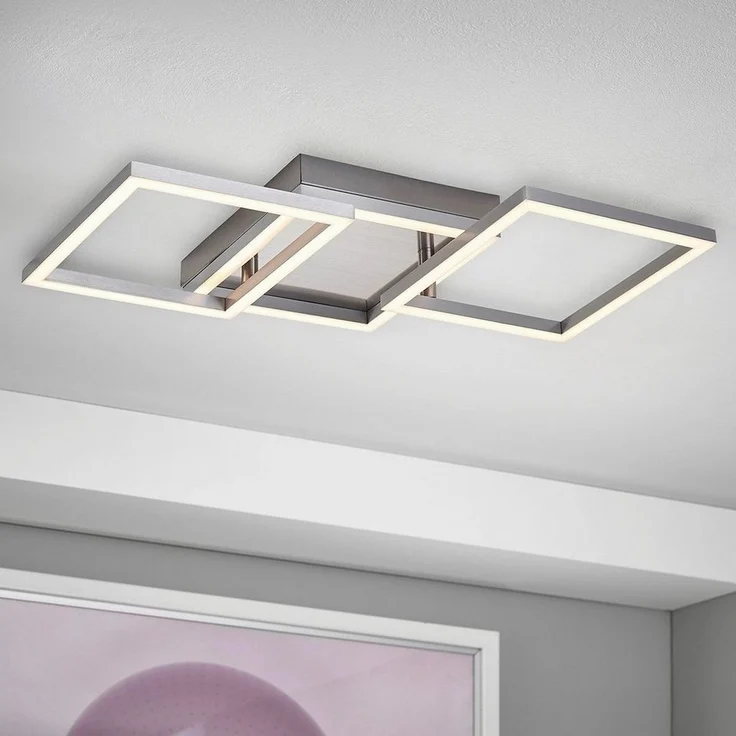MeLiTec LED Deckenleuchte D119, warmweiß, LED Deckenleuchte Rahmen Leuchte Wand Deckenleuchte nickel matt – Bild 5