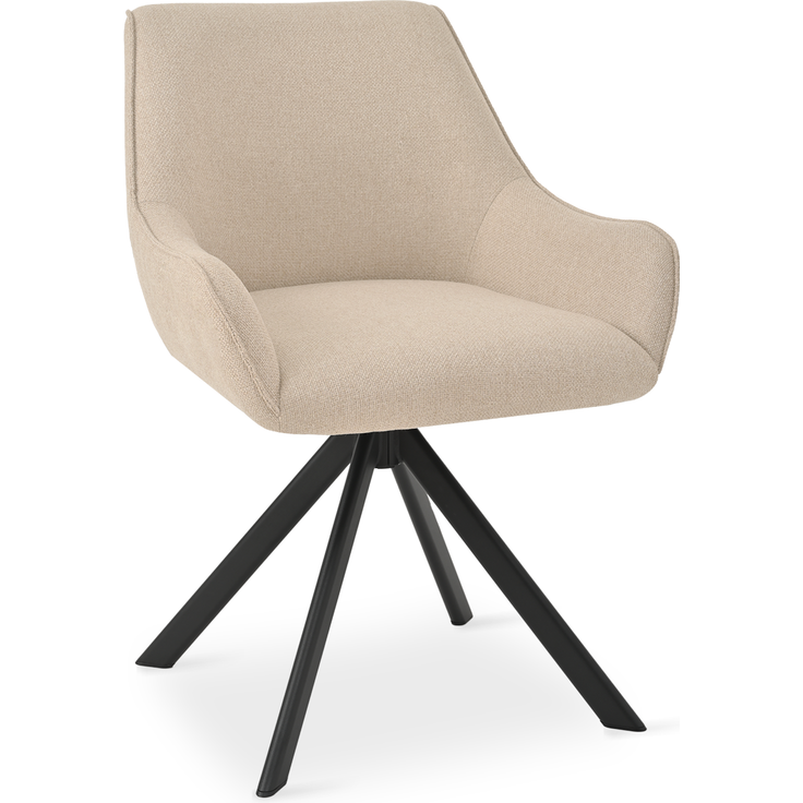 GOEURVANT 1178 Esszimmerstühle 4er-Set mit Armlehnen, 360° Drehbar, Webstoff - Beige Stoff – Bild 8