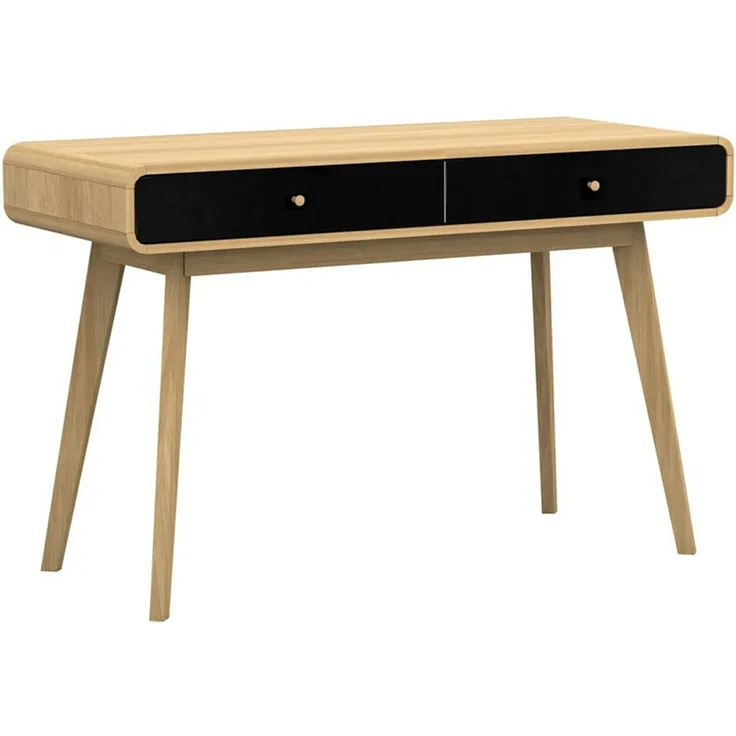 DHP Furniture Cassie Schreibtisch mit 2 Schubladen, Schwarz aus Spanplatte (BxTxH) 120x50x79 cm