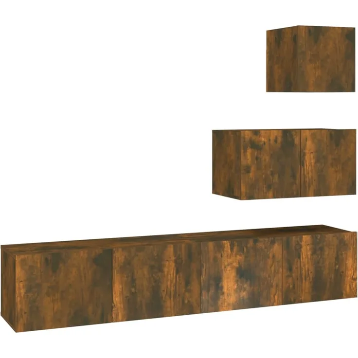 4-tlg. TV-Schrank-Set Räuchereiche Holzwerkstoff [3114643]