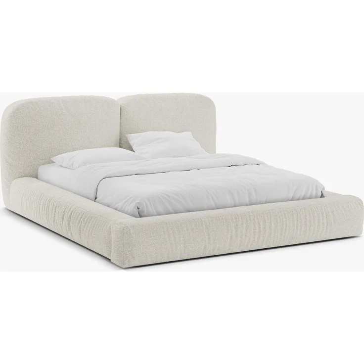Micadoni Stauraumbett mit Kopfteil Martina Boucle Monet Grau Beige Melange