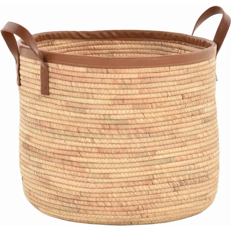 Krines Home Flechtkorb Seegras Dekokorb Aufbewahrung Handgearbeitet (Natur, Rund Groß Ø45cm), Korb aus natürlichem Seegras