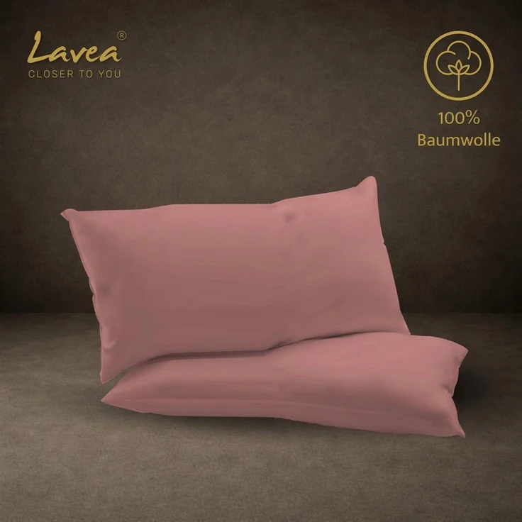 Lavea Kissenbezug 2er Set 100% Baumwolle flauschig, Jasmin, Kissenhülle, Kissenbezüge, (2 Stück), pflegeleicht, langlebige Qualität, mit Reißverschluss – Bild 4