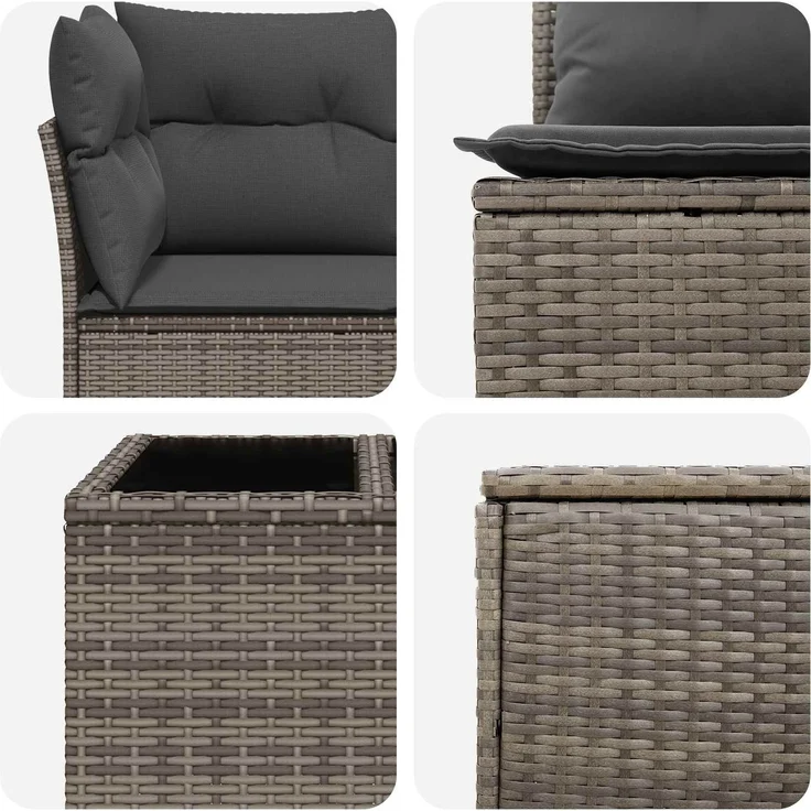 vidaXL Sofa Set 6 stk. Grau und Dunkelgrau Polyrattan und Stahl 3447352 – Bild 9