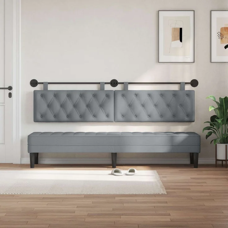 vidaXL Hängendes Kopfteil Hellgrau Stoff 7 x 210 x 55 cm – Bild 3