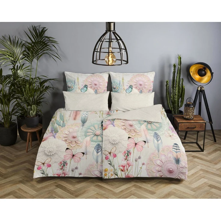 hip Satin Bettwäsche 135x200 Maysa Mandala Schmetterlinge magisch off-white 33294 – Bild 1
